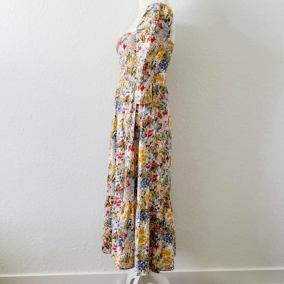 🚫Sold🚫 Reformation Dress Midi Long Sleeve Floral Cyprus Countryside NWOT - Picture 4 of 7